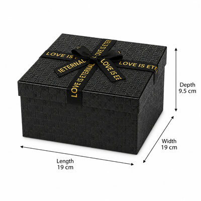 Gift Box With Ribbon Black Colour - Large - 19X19X9.5 Cm