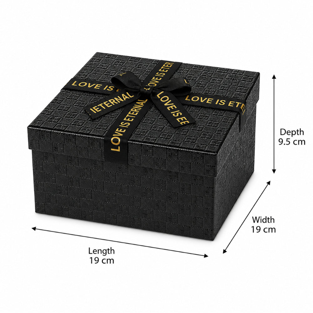 Gift Box With Ribbon Black Colour - Large - 19X19X9.5 Cm