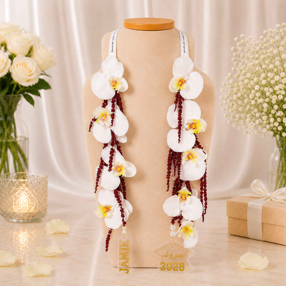 Artificial Orchid Graduation Necklace - Flower Collar