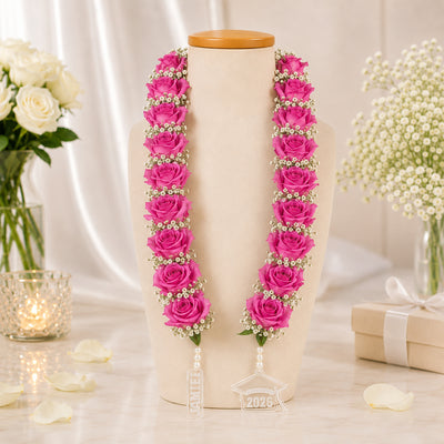 Luxury Pink Rose Graduation Necklace - Flower Collar