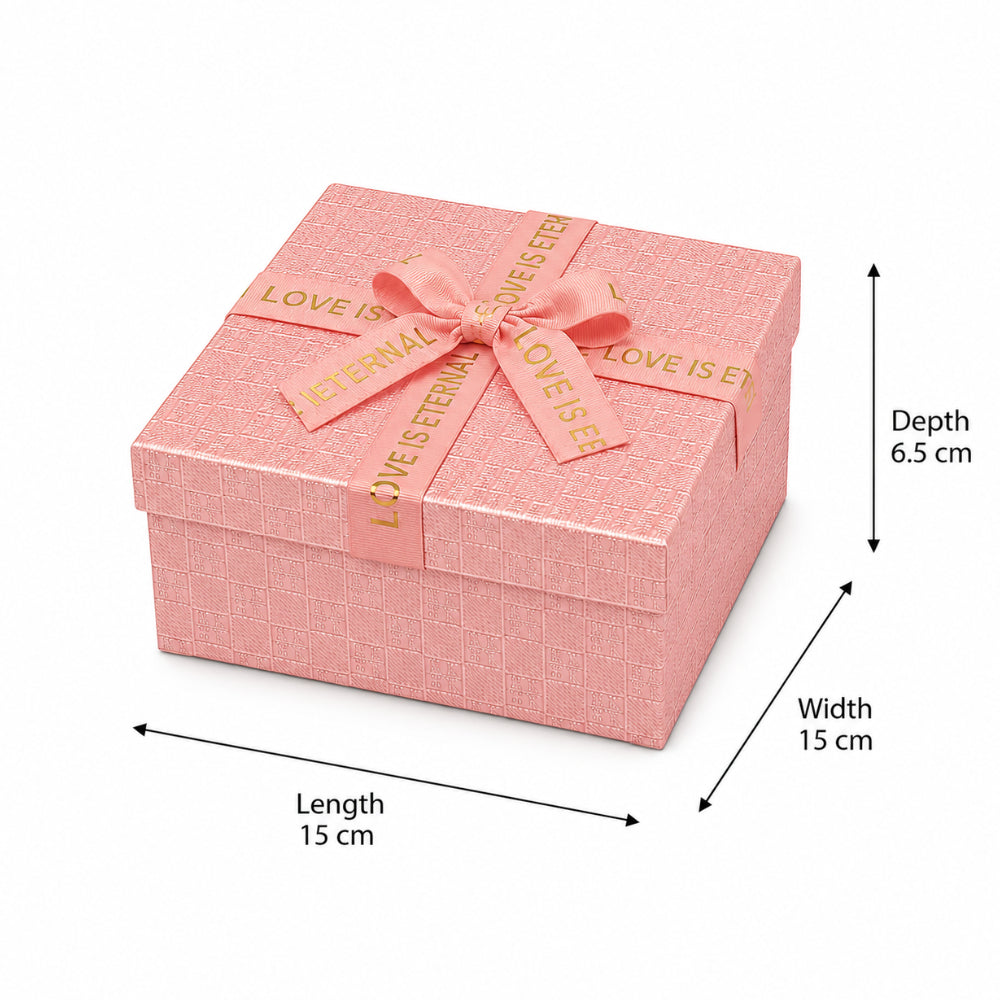 Gift Box with Ribbon Pink Color - Small - 15 x 15 x 6.5 cm