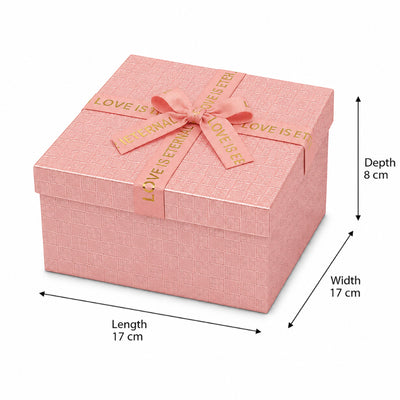 Gift Box with Ribbon Pink Color - Medium - 17 x 17 x 8 cm