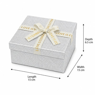 Gift Box With Ribbon Silver Colour - Small - 15X15X6.5 Cm