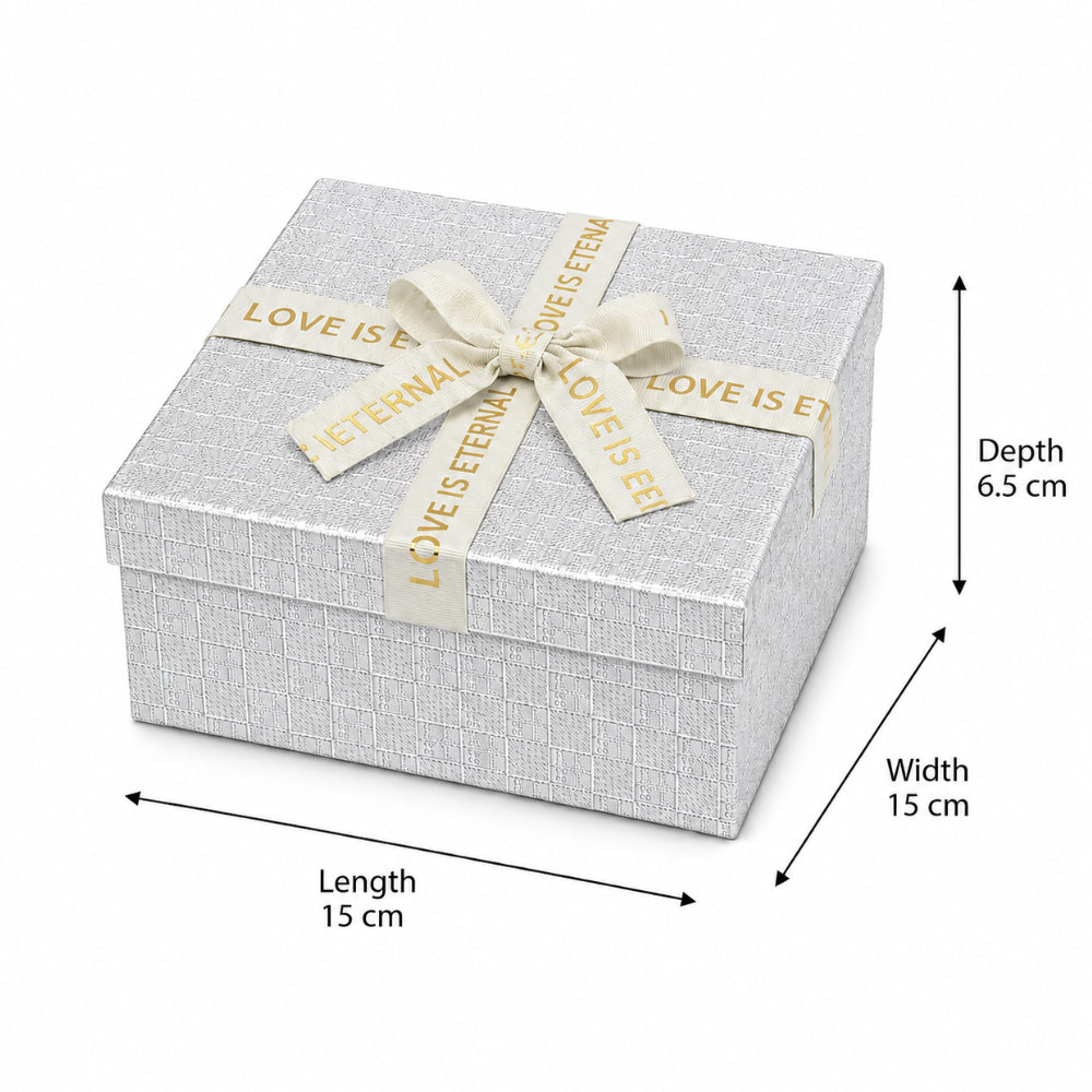Gift Box With Ribbon Silver Colour