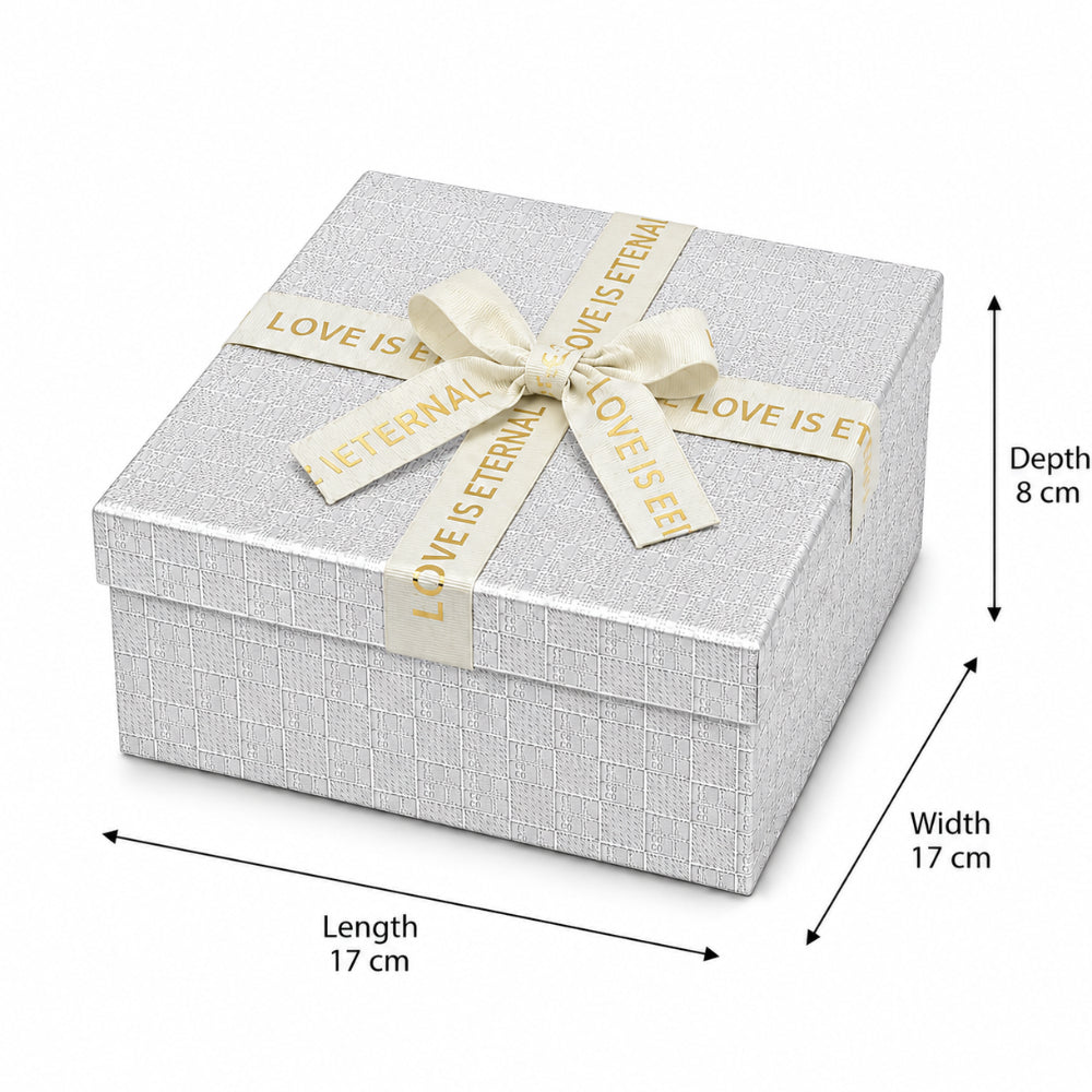 Gift Box With Ribbon Silver Colour - Medium - 17X17X8 Cm