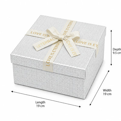 Gift Box with Ribbon Silver Color - Large - 19 x 19 x 9.5 cm