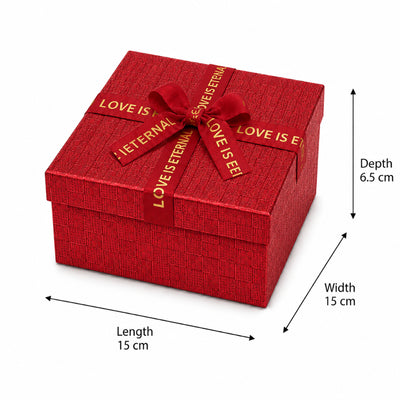 Gift Box With Ribbon Red Colour - Small - 15X15X6.5 Cm