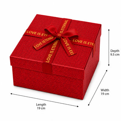 Gift Box with Ribbon Red Color - Large - 19 x 19 x 9.5 cm