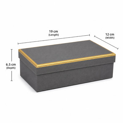 Gold Lined Gift Box Grey Color - Small - 19X12X6.5 Cm