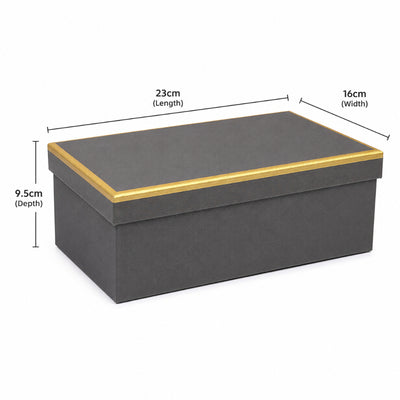 Gold Lined Gift Box Grey Colour - Large - 23X16X9.5 Cm