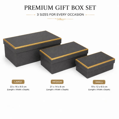 Gold Lined Gift Box Grey Colour - 3 Pcs Set