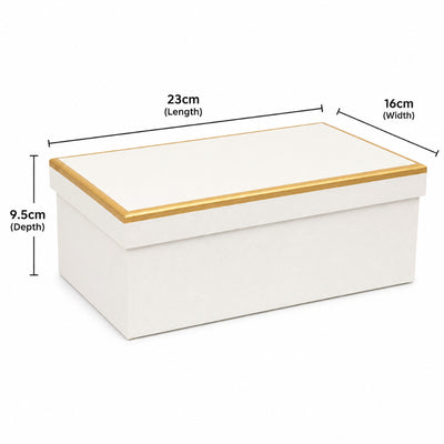 Gold Lined Gift Box White Colour - Large - 23X16X9.5 Cm