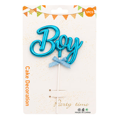 Baby Boy Cake Topper - Metallic Blue