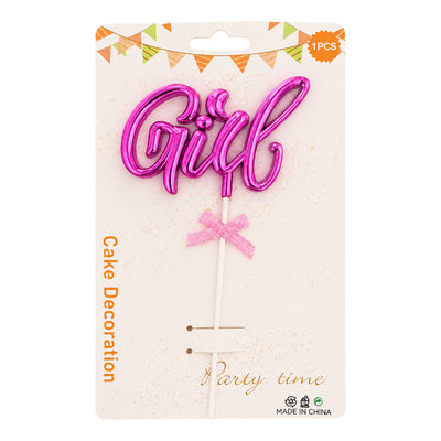 Baby Girl Cake Topper - Metallic Pink