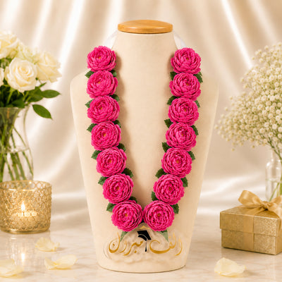 Premium Artificial Pink Flower Graduation Necklace - Flower Collar