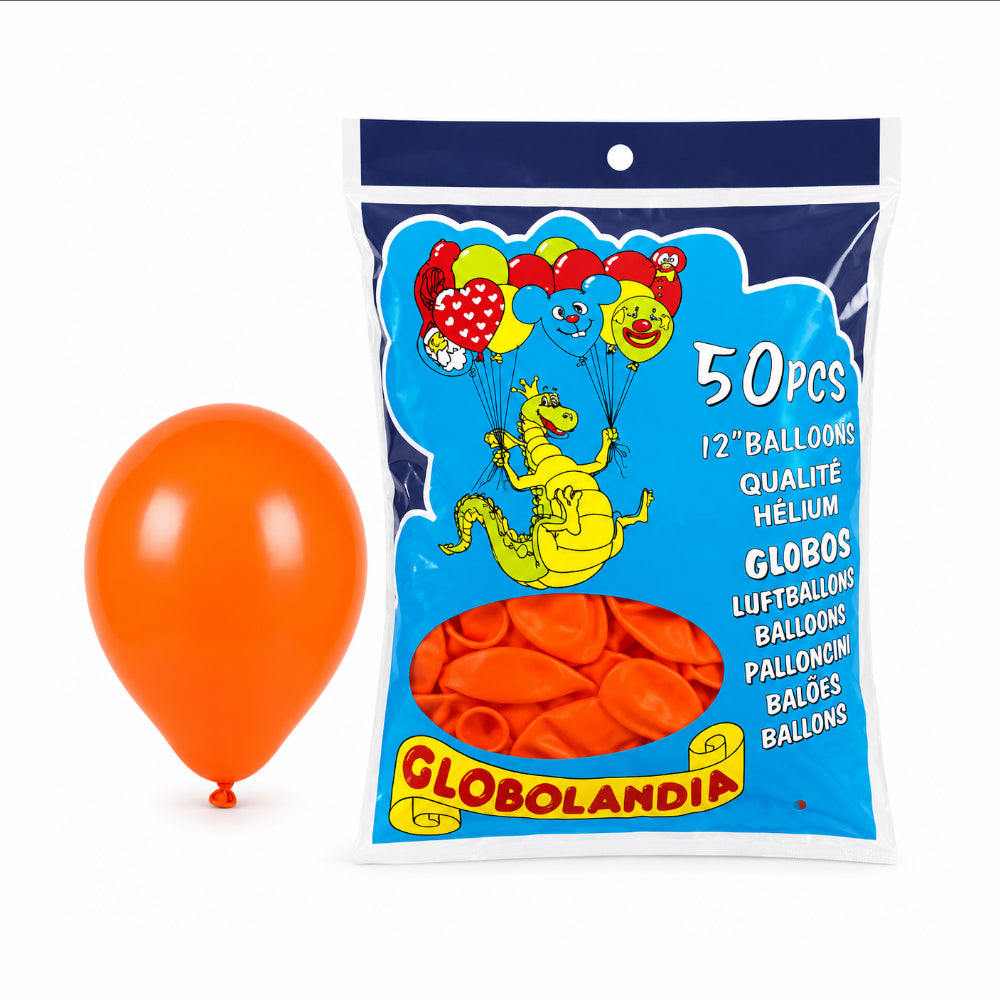 Party Decoration Orange Balloon Kit - 12 Inch - Pack of 50 pcs