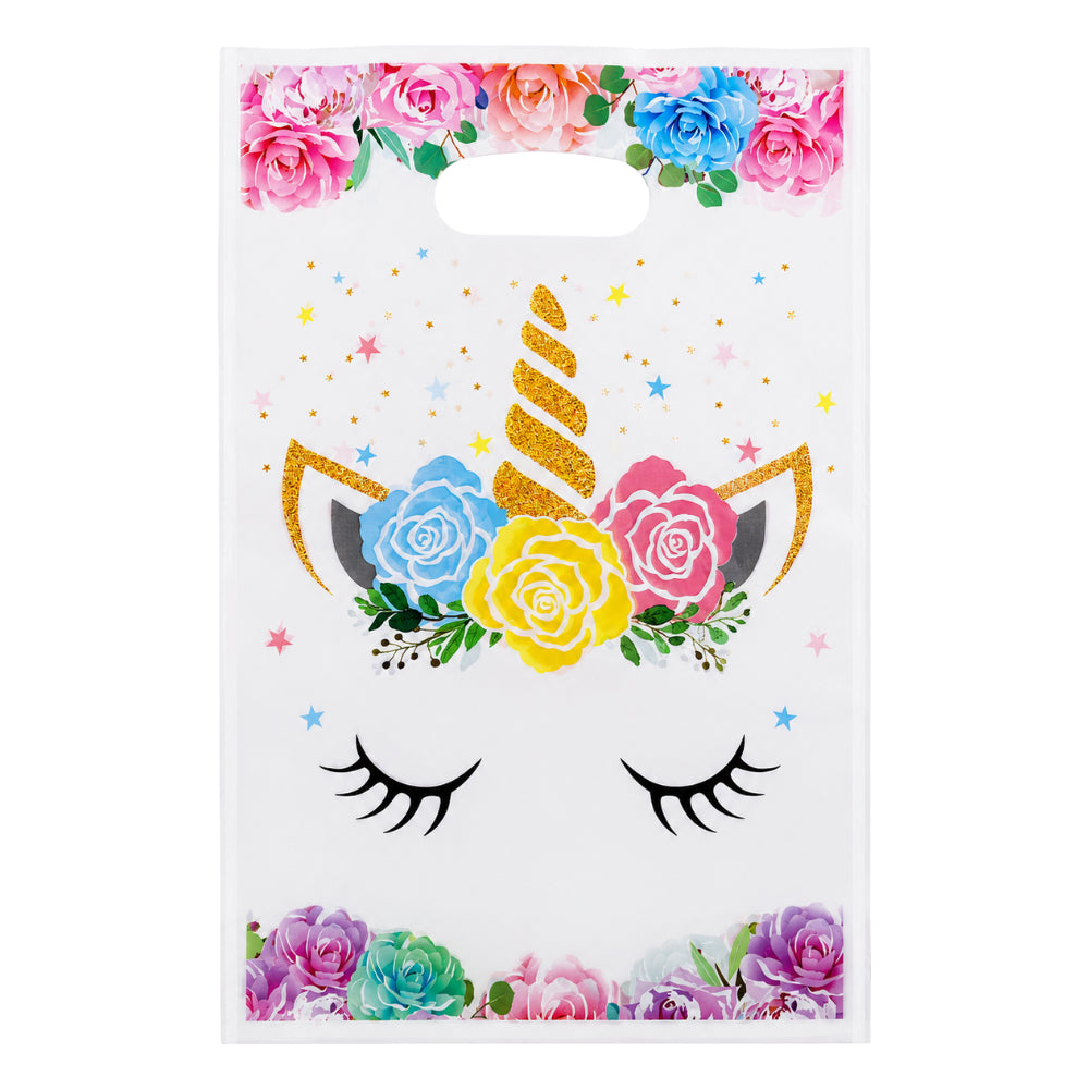Golden Glitter Unicorn Theme Party Loot Bag - 25X16 Cm - Pack Of 10 Pcs