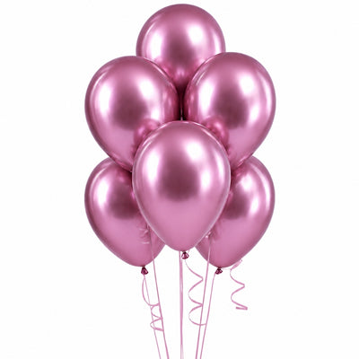 Latex Metallic Chrome Helium Balloon - Metallic Pink - 12 Inch