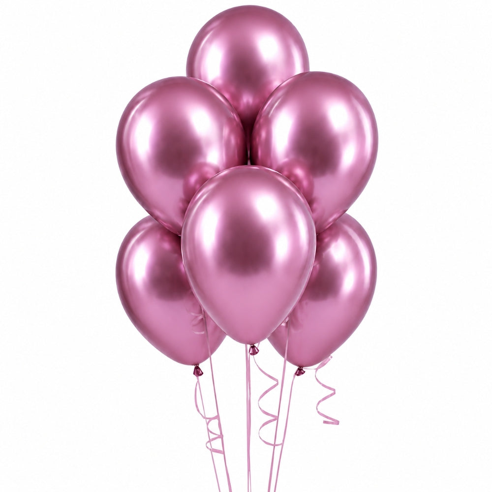 Latex Metallic Chrome Helium Balloon - Metallic Pink - 12 Inch