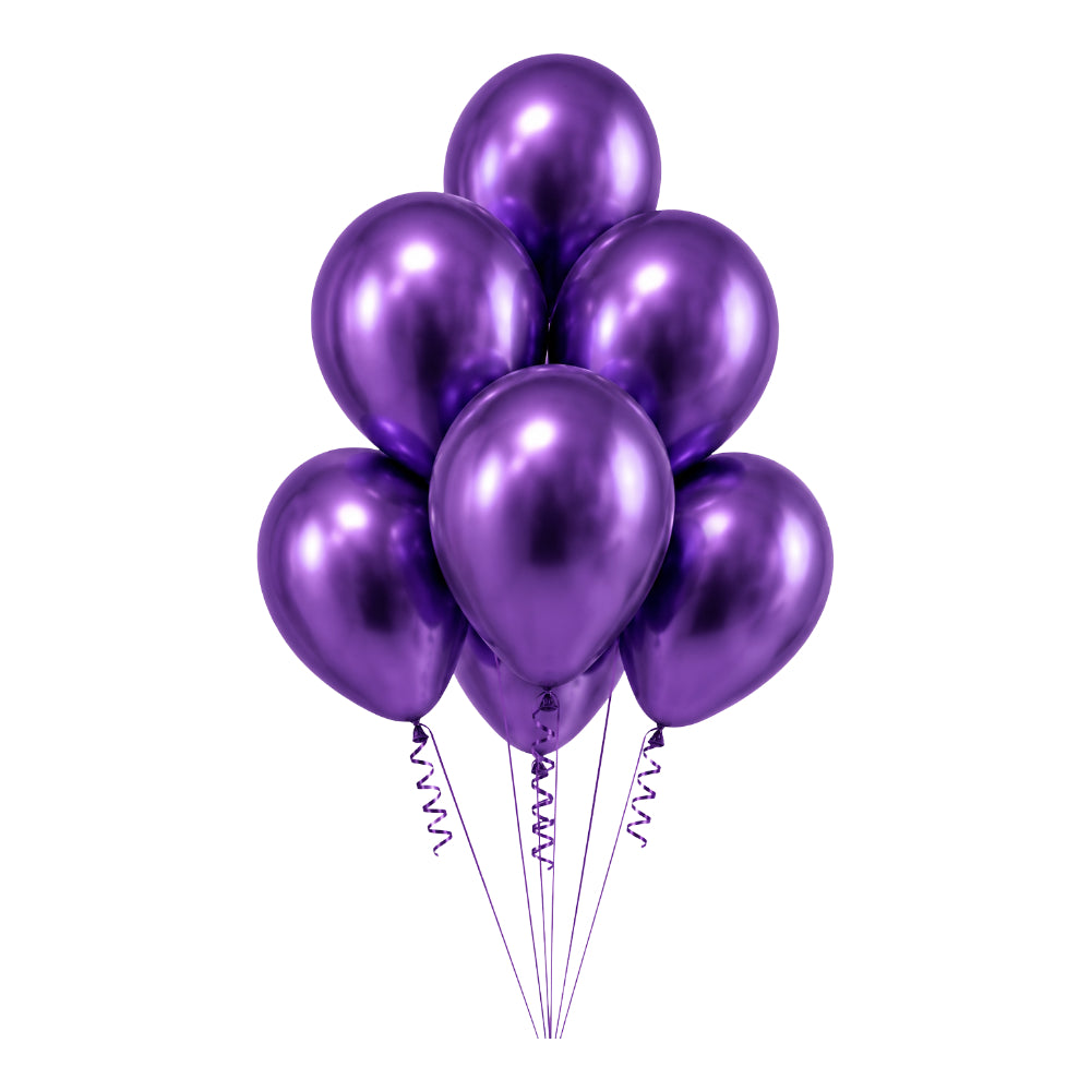 Latex Metallic Chrome Helium Balloon - Metallic Purple - 12 Inch