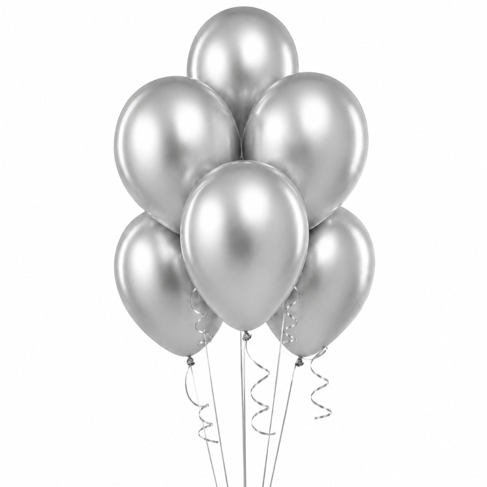 Latex Super Metallic Helium Balloon - Silver - 12 Inch