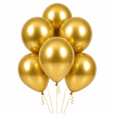 Latex Metallic Chrome Helium Balloon - Gold - 12 Inch