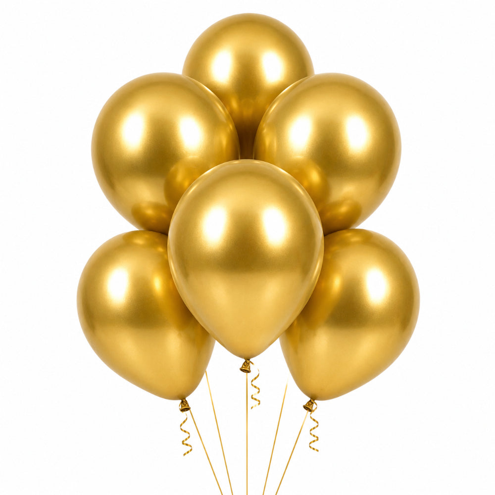 Latex Metallic Chrome Helium Balloon - Gold - 12 Inch