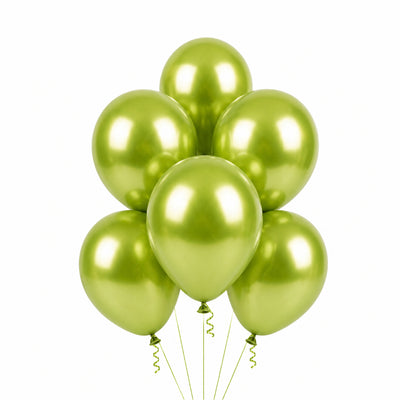 Latex Metallic Chrome Helium Balloon - Lime Green - 12 Inch