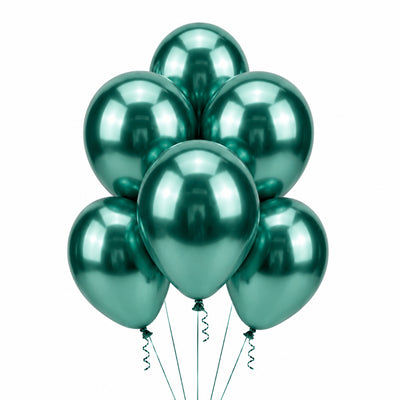 Latex Metallic Chrome Helium Balloon - Green - 12 Inch