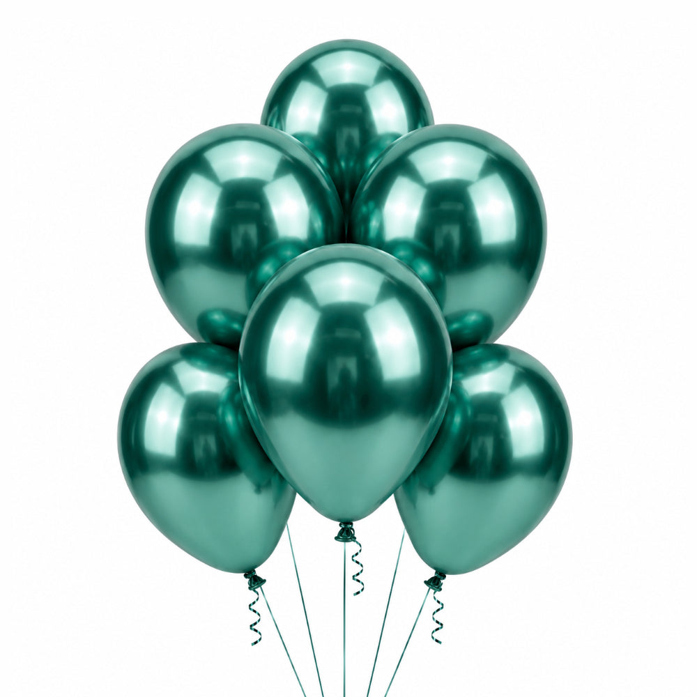 Latex Metallic Chrome Helium Balloon - Green - 12 Inch