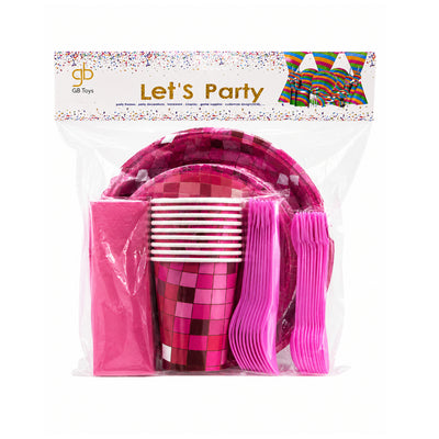 Disposable 10pcs Party Set - Dining Set - Pink Colour