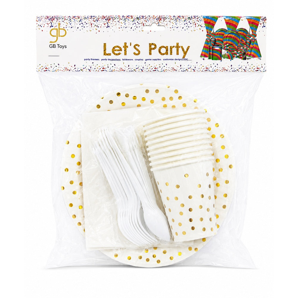 Golde Polka Dots Disposable 10Pcs Party Set - Dining Set