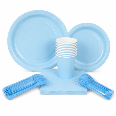 Disposable 10Pcs Party Set - Dining Set - Light Blue Colour
