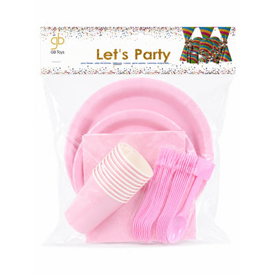 Disposable 10Pcs Party Set - Dining Set - Light Pink Colour
