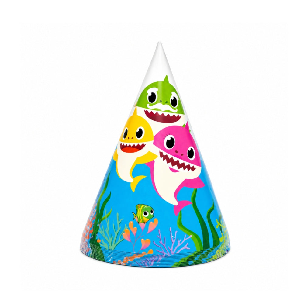 Baby Shark Theme Party Hat - Party Cap - Pack Of 10pcs