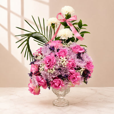 Blush Pink Rose & Chrysanthemum Elegance Vase Arrangement