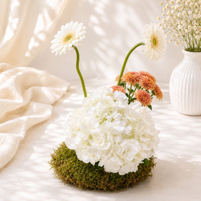 Hydrangea And Gerbera Daisy Flower Arrangement