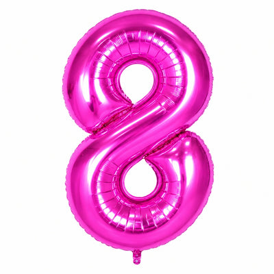 Happy Birthday Party Decoration Foil Balloon Number 8 - Hot Pink - 40 Inch