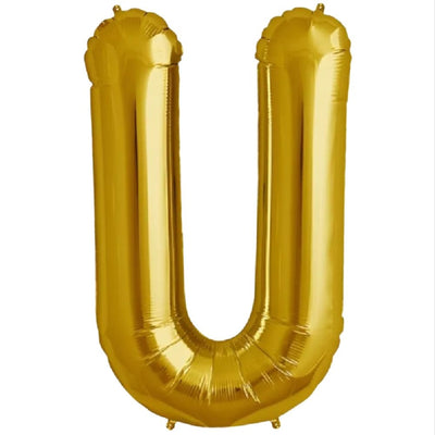 Party Decoration Alphabetic Letter U Foil Balloon - Gold Colour - 40 Inches