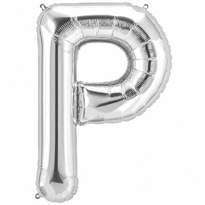 Party Decoration Alphabetic Letter P Foil Balloon - Silver Colour - 40 Inches