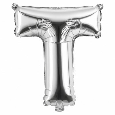 Party Decoration Alphabetic Letter T Foil Balloon - Silver Colour - 40 Inches