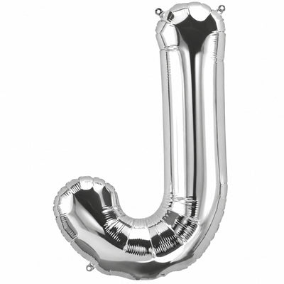 Party Decoration Alphabetic Letter J Foil Balloon - Silver Colour - 32 Inches