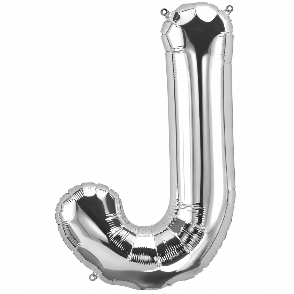 Party Decoration Alphabetic Letter J Foil Balloon - Silver Colour - 32 Inches