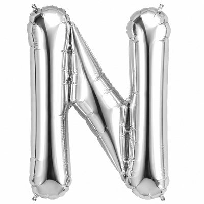 Party Decoration Alphabetic Letter N Foil Balloon - Silver Colour - 32 Inches