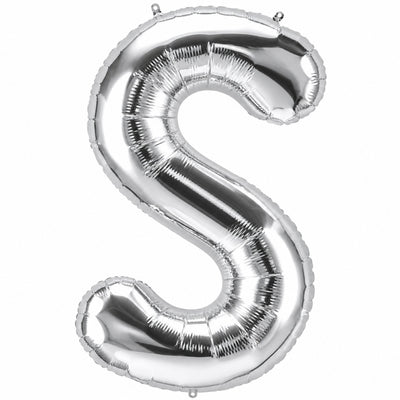 Party Decoration Alphabetic Letter S Foil Balloon - Silver Colour - 32 Inches