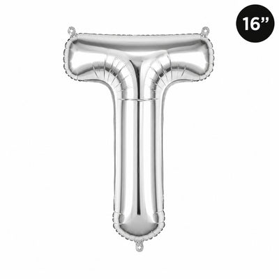 Party Decoration Alphabetic Letter T Foil Balloon - Silver Colour - 16 Inches