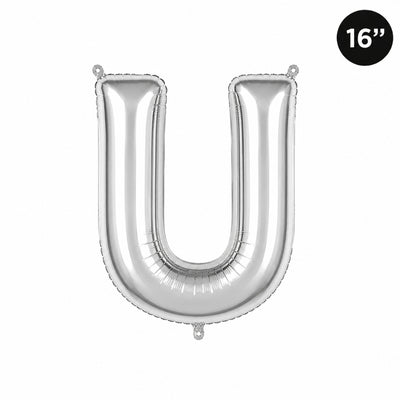 Party Decoration Alphabetic Letter U Foil Balloon - Silver Colour - 16 Inches