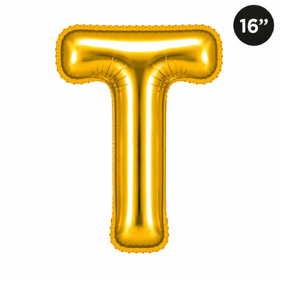 Party Decoration Alphabetic Letter T Foil Balloon - Gold Colour - 16 Inches