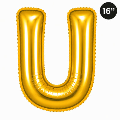 Party Decoration Alphabetic Letter U Foil Balloon - Gold Colour - 16 Inches