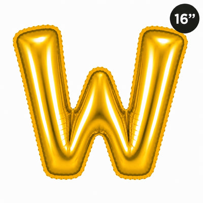 Party Decoration Alphabetic Letter W Foil Balloon - Gold Colour - 16 Inches